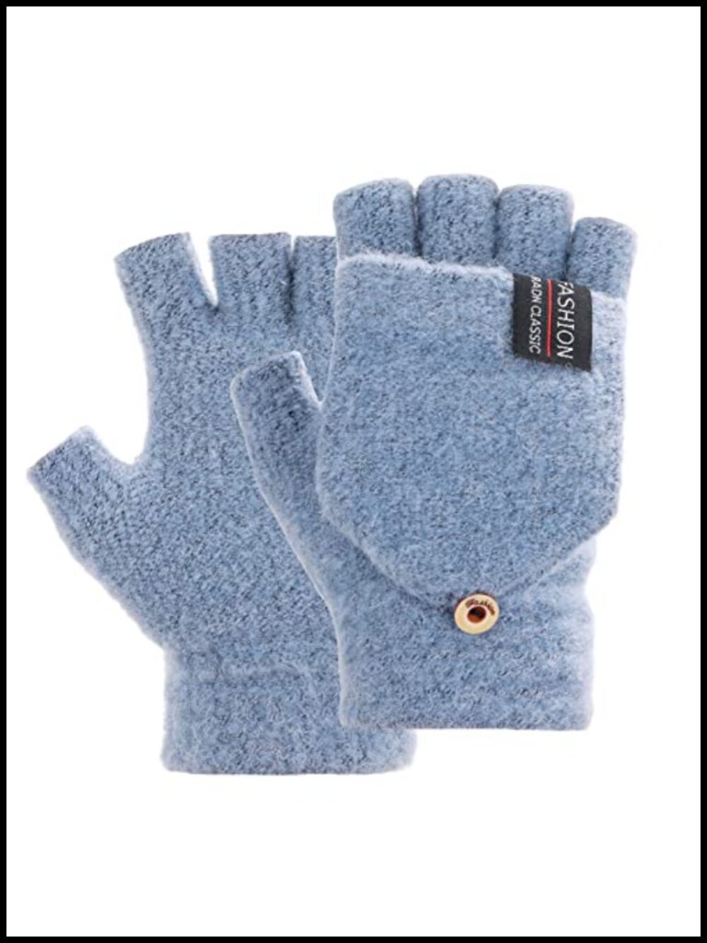 Wool Knit Convertible Fingerless Gloves Winter Warm Mittens